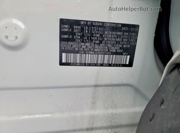 4S4WMAJD3N3421668 2022 SUBARU ASCENT Белый Вид подкапотного пространства