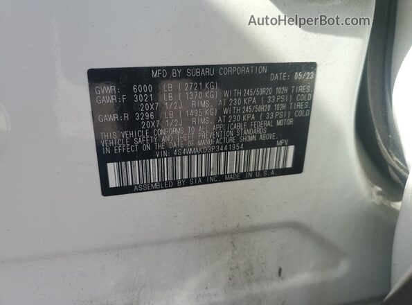 4S4WMAKD3P3441954 2023 SUBARU ASCENT White 360 interior view