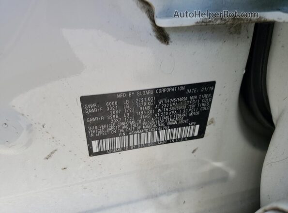 4S4WMAPD7K3448259 2019 SUBARU ASCENT White 