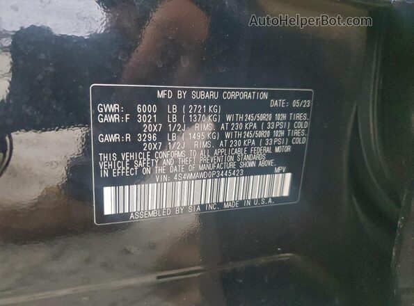 4S4WMAWD0P3445423 2023 SUBARU ASCENT Черный 