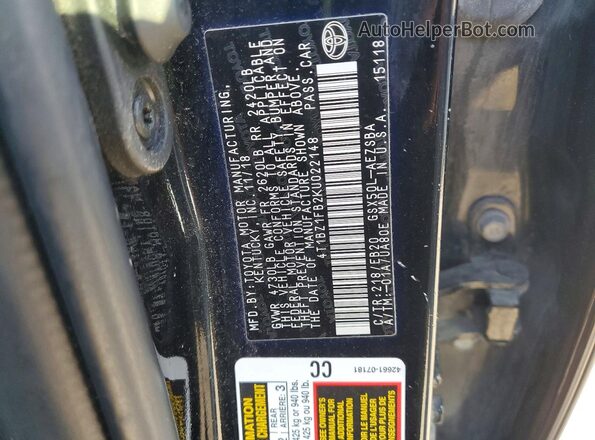 4T1BZ1FB2KU022148 2019 TOYOTA AVALON Black Вид підкапотного простору