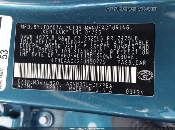 4T1DAACK2SU150779 2025 TOYOTA CAMRY Navy 