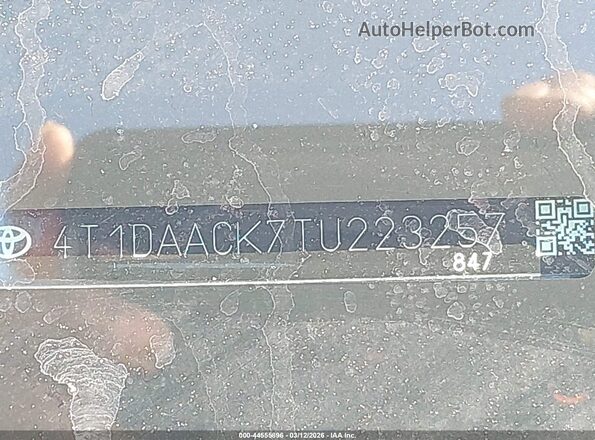 4T1DAACK7TU223257 2026 TOYOTA CAMRY Black ძრავის განყოფილების ხედი