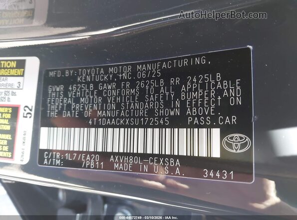 4T1DAACKXSU172545 2025 TOYOTA CAMRY Gray Շարժիչի բաժամունքի տեսք