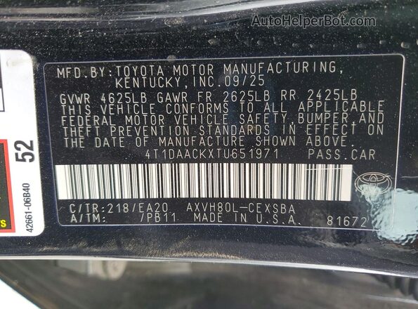 4T1DAACKXTU651971 2026 TOYOTA CAMRY Black 