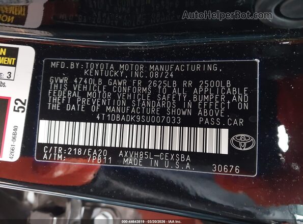 4T1DBADK9SU007033 2025 TOYOTA CAMRY Black 