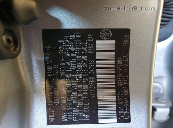 4T1FZ1FB1LU047948 2020 TOYOTA AVALON Silver ძრავის განყოფილების ხედი