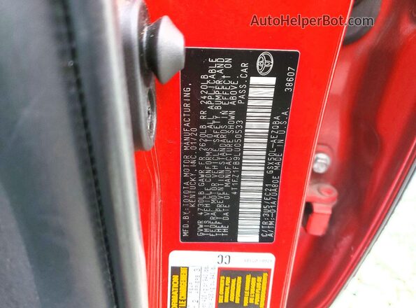 4T1FZ1FB9LU050533 2020 TOYOTA AVALON Красный 