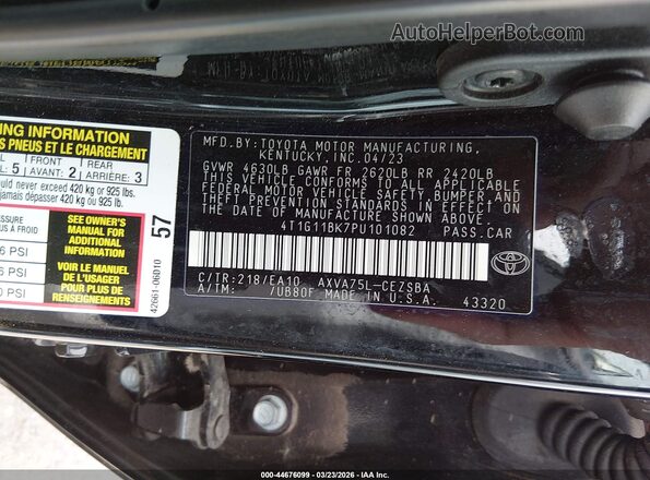 4T1G11BK7PU101082 2023 TOYOTA CAMRY Black Widok komory silnika