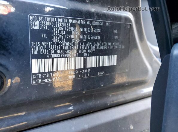 4T3D6RFV7MU025342 2021 TOYOTA LIMITED Black 