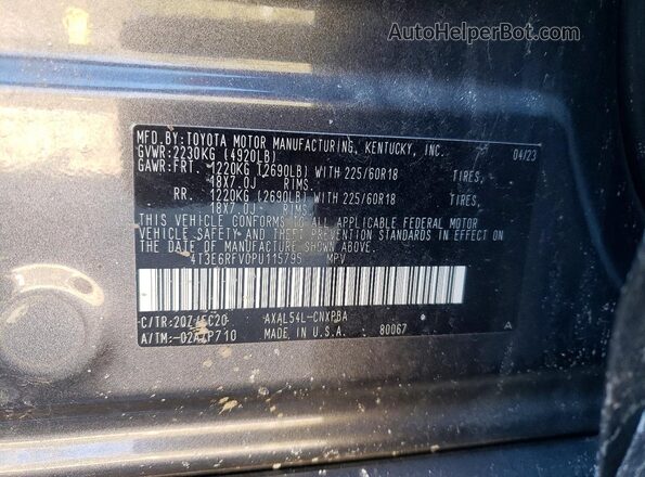 4T3E6RFV0PU115795 2023 TOYOTA RAV4 Серый Вид наклейки с VIN-кодом