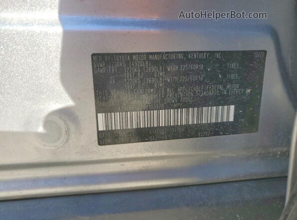4T3E6RFV2NU103970 2022 TOYOTA RAV4 Silver VIN sticker view