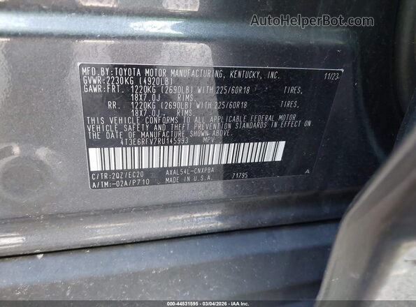4T3E6RFV7RU145993 2024 TOYOTA RAV4 HYBRID Gray Շարժիչի բաժամունքի տեսք