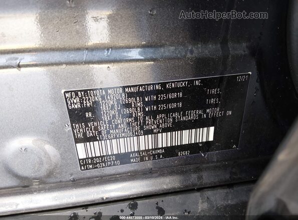 4T3E6RFVXMU063409 2021 TOYOTA RAV4 HYBRID Gray Widok komory silnika