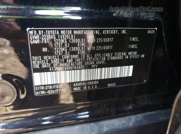 4T3MWRFV6RU144605 2024 TOYOTA LE Black 