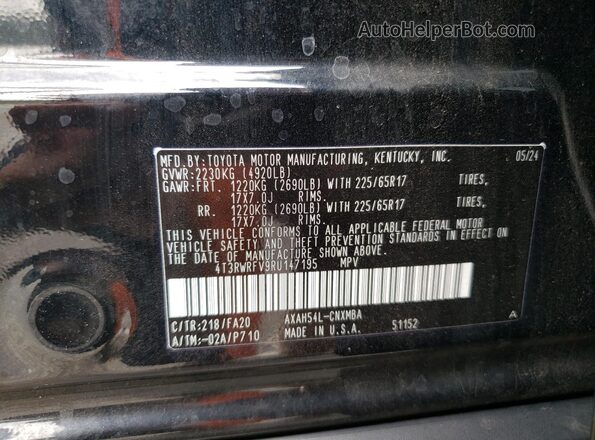 4T3RWRFV9RU147195 2024 TOYOTA RAV4 Black Widok naklejki z numerem VIN
