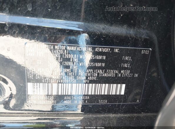 4T3T6RFV4NU091750 2022 TOYOTA RAV4 HYBRID Black Вид підкапотного простору