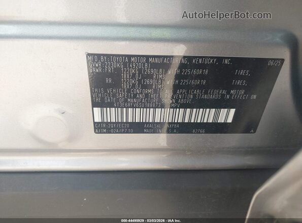 4T3e6RFV6SU188873 2025 TOYOTA RAV4 HYBRID Gray Engine compartment view