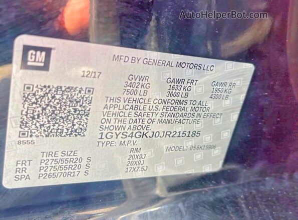 1GYS4GKJ0JR215185 2018 CADILLAC ESCALADE Black 
