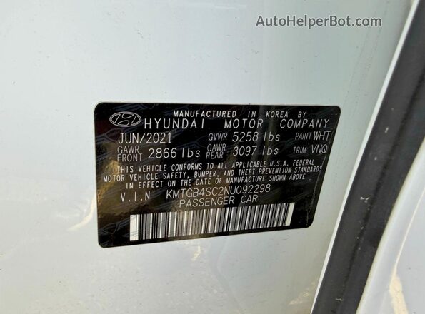 KMTGB4SC2NU092298 2022 GENESIS G80 White 