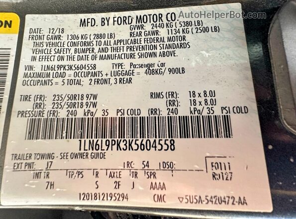 1LN6L9PK3K5604558 2019 LINCOLN CONTINENTA Gray 