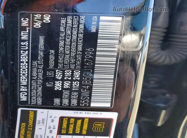 55SWF4JB5GU167996 2016 MERCEDES-BENZ C Black Vista del compartimento del motor