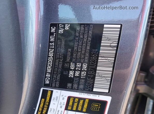 55SWF4JB7JU238624 2018 MERCEDES-BENZ C Gray ძრავის განყოფილების ხედი