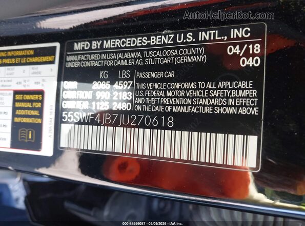 55SWF4JB7JU270618 2018 MERCEDES-BENZ C-CLASS Black 