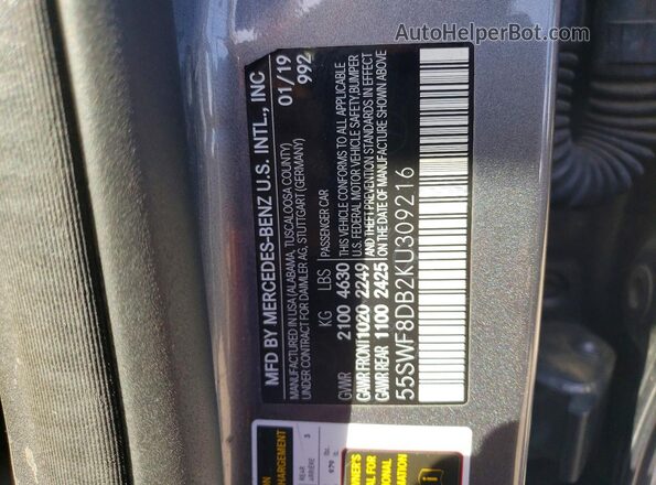 55SWF8DB2KU309216 2019 MERCEDES-BENZ C Black 