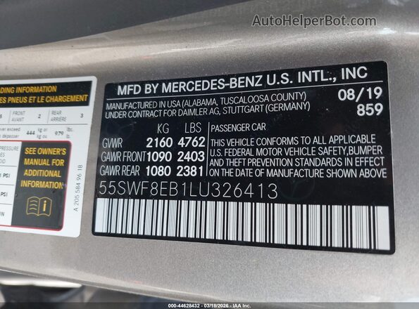 55SWF8EB1LU326413 2020 MERCEDES-BENZ C-CLASS Beige 