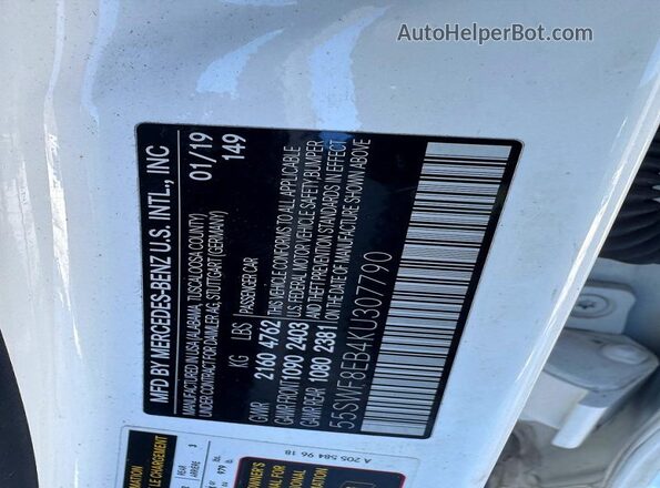 55SWF8EB4KU307790 2019 MERCEDES-BENZ C White 