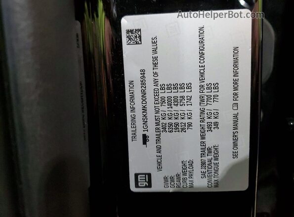 1GNSKMKD0NR285948 2022 CHEVROLET TAHOE Black 