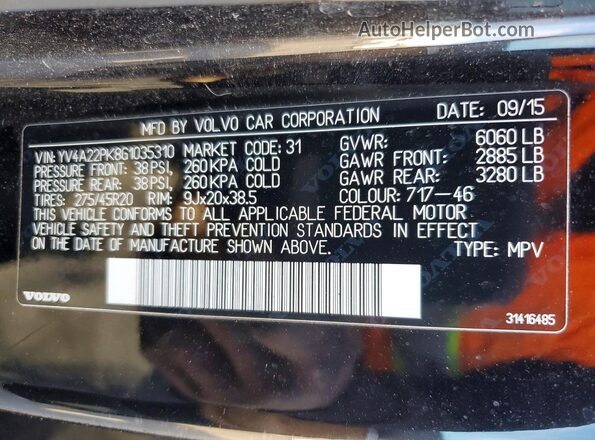 YV4A22PK8G1035310 2016 VOLVO XC90 Black 