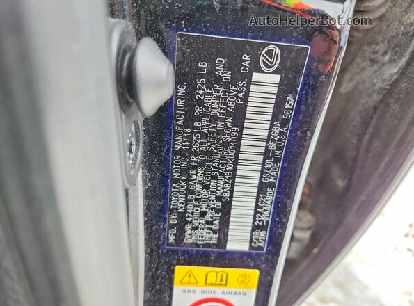 58ABZ1B10KU014099 2019 LEXUS ES Black 