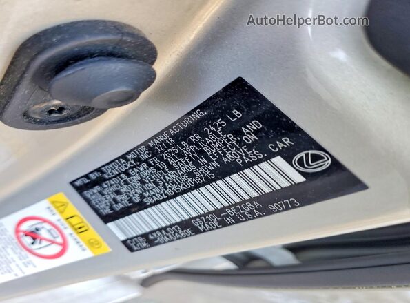 58ABZ1B15KU018715 2019 LEXUS ES Cream Widok komory silnika