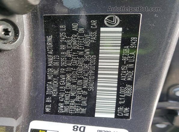58AD11D11PU012026 2023 LEXUS ES Gray Widok komory silnika