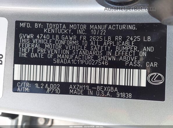 58ADA1C11PU027546 2023 LEXUS ES 300H Silver Вид підкапотного простору