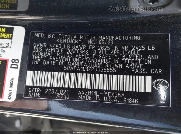 58ADA1C17PU036655 2023 LEXUS ES 300H Black Widok komory silnika