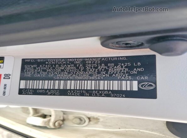 58ADA1C19RU038541 2024 LEXUS ES White Շարժիչի բաժամունքի տեսք