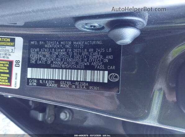 58ADZ1B15PU143035 2023 LEXUS ES 350 Серый Вид подкапотного пространства