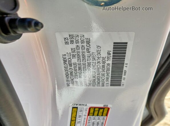 5FNRL6H65TB007249 2026 HONDA ODYSSEY White Вид наклейки з VIN-кодом