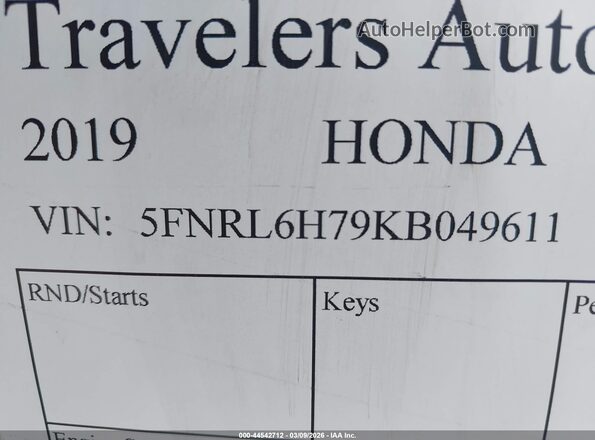 5FNRL6H79KB049611 2019 HONDA ODYSSEY Green Widok komory silnika