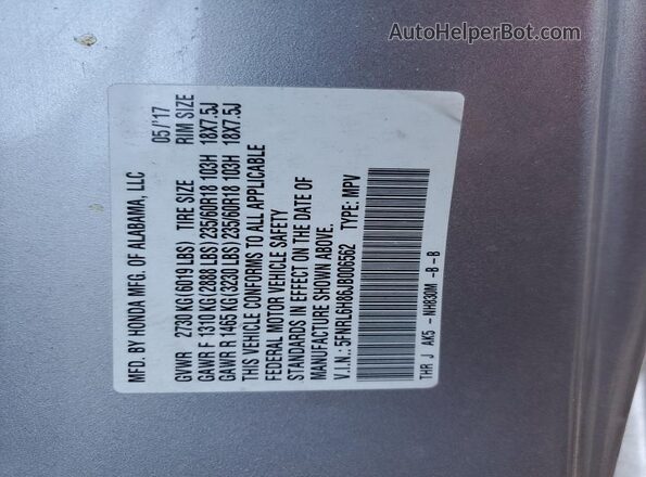 5FNRL6H86JB006562 2018 HONDA ODYSSEY Silver სალონის 360-გრადუსიანი ხედი