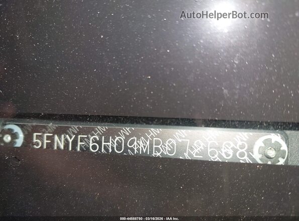 5FNYF6H09MB072668 2021 HONDA PILOT Blue Engine compartment view