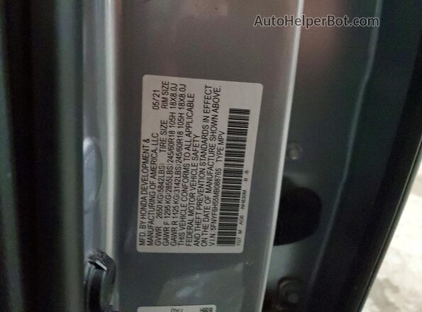 5FNYF6H55MB088765 2021 HONDA PILOT Silver Вид наклейки з VIN-кодом