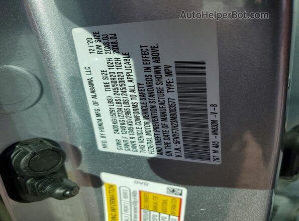 5FNYF7H23MB003577 2021 HONDA PASSPORT Silver VIN sticker view