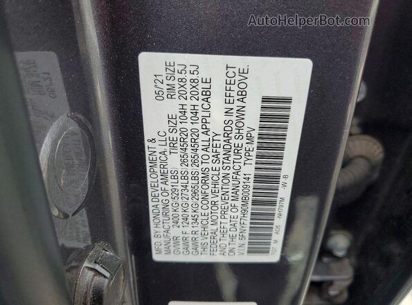 5FNYF7H90MB009141 2021 HONDA PASSPORT Gray 
