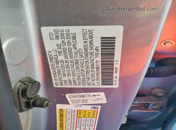 5FNYF8H23MB031191 2021 HONDA PASSPORT Silver Вид підкапотного простору