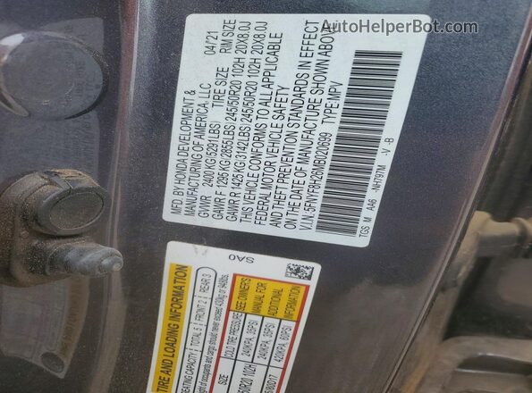 5FNYF8H26MB020699 2021 HONDA PASSPORT Gray 