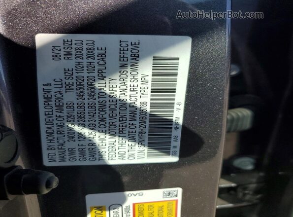 5FNYF8H2XMB035786 2021 HONDA PASSPORT Gray ძრავის განყოფილების ხედი